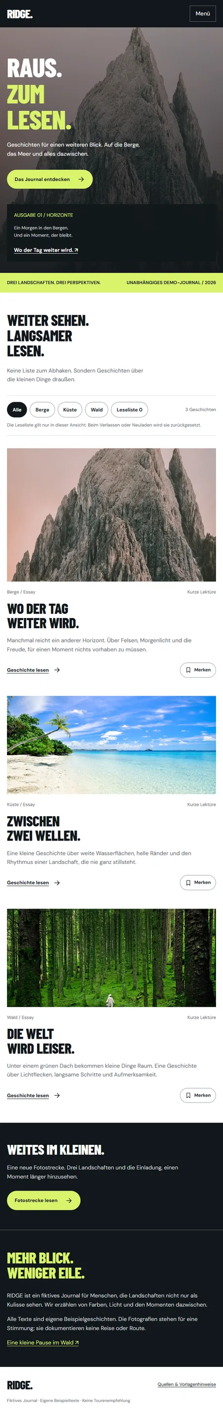 Dieselbe Startseite auf dem Handy